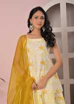 Sunlit Mustard Floral Printed Lehenga Top Set with Soft Net Dupatta