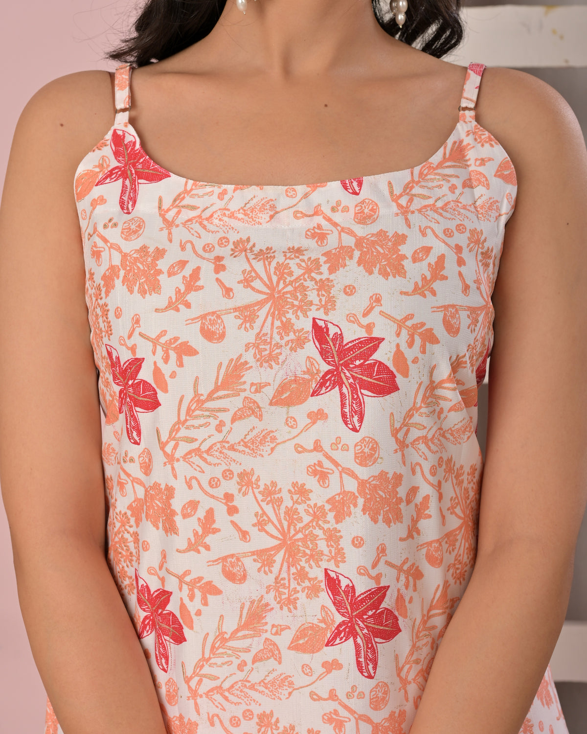 Blush Peach Floral Printed Lehenga Top Set with Contrasting Soft Net Dupatta