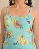 Sky Bloom Moss Crepe Printed Sharara Set with Pink Dupatta