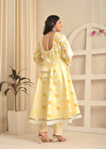 Sunlit Mustard Angrakha Printed Set with Organza Dupatta