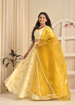 Golden Aura Floral Printed Lehenga Set with Mustard Dupatta