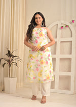 Ivory Organza Floral Magic Kurta Set with Dupatta