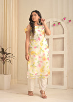 Ivory Organza Floral Magic Kurta Set with Dupatta