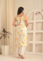Ivory Organza Floral Magic Kurta Set with Dupatta