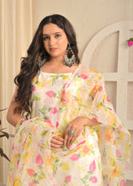Ivory Organza Floral Magic Kurta Set with Dupatta