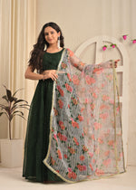 Emerald Bloom Net Feather Embroidered Lehenga Set with Dupatta