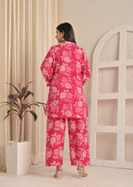 Pink Floral Printed A-Line Comfort Cotton Kurta & Pant Co-Ord Set