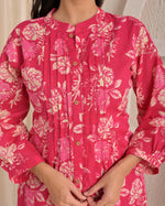 Pink Floral Printed A-Line Comfort Cotton Kurta & Pant Co-Ord Set