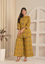 Mustard Paisley Printed Kurta & Wide-Leg Pant Co-Ord Set
