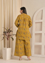 Mustard Paisley Printed Kurta & Wide-Leg Pant Co-Ord Set