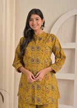 Mustard Paisley Printed Kurta & Wide-Leg Pant Co-Ord Set