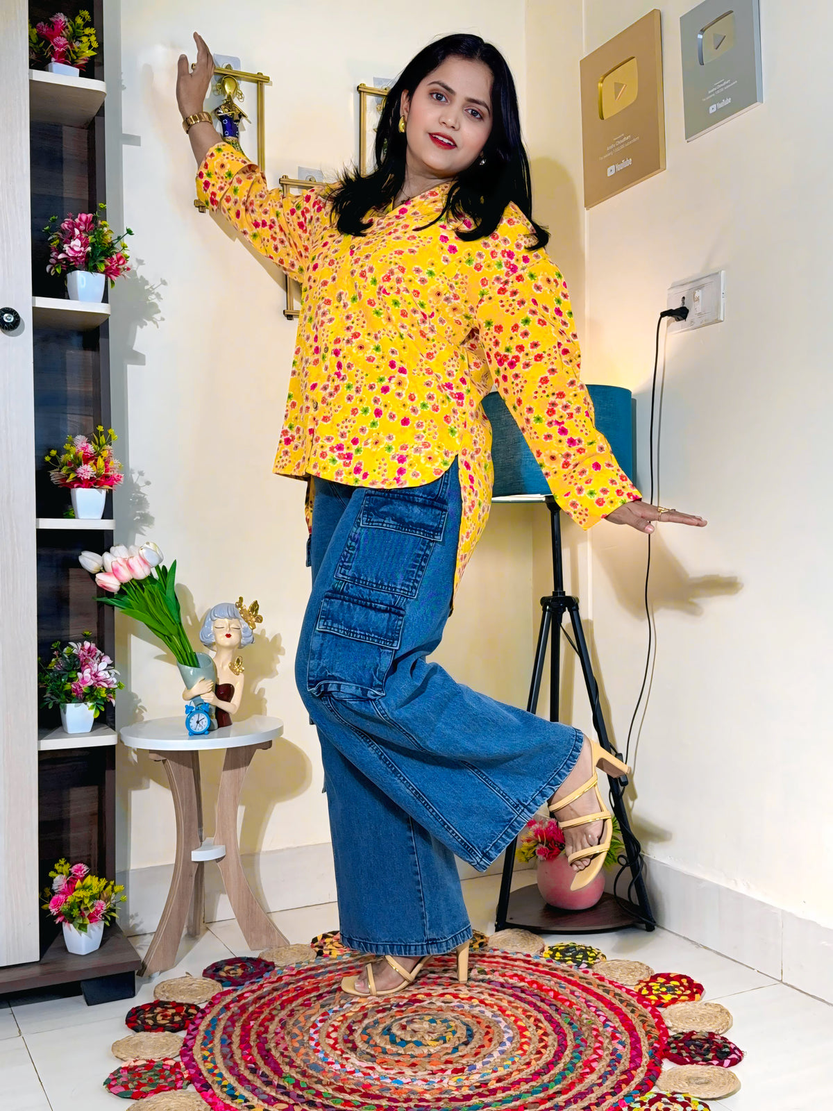 Sunshine Bloom Cream Barlin Floral Oversized Shirt
