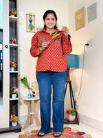Rust Red Ajrakh-Inspired Cotton Printed Oversized Shirt