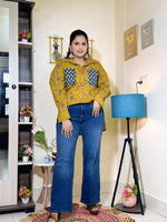 Mustard Indigo Paisley Cotton Oversized Shirt