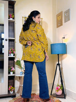 Mustard Indigo Paisley Cotton Oversized Shirt