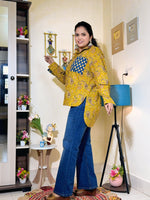 Mustard Indigo Paisley Cotton Oversized Shirt