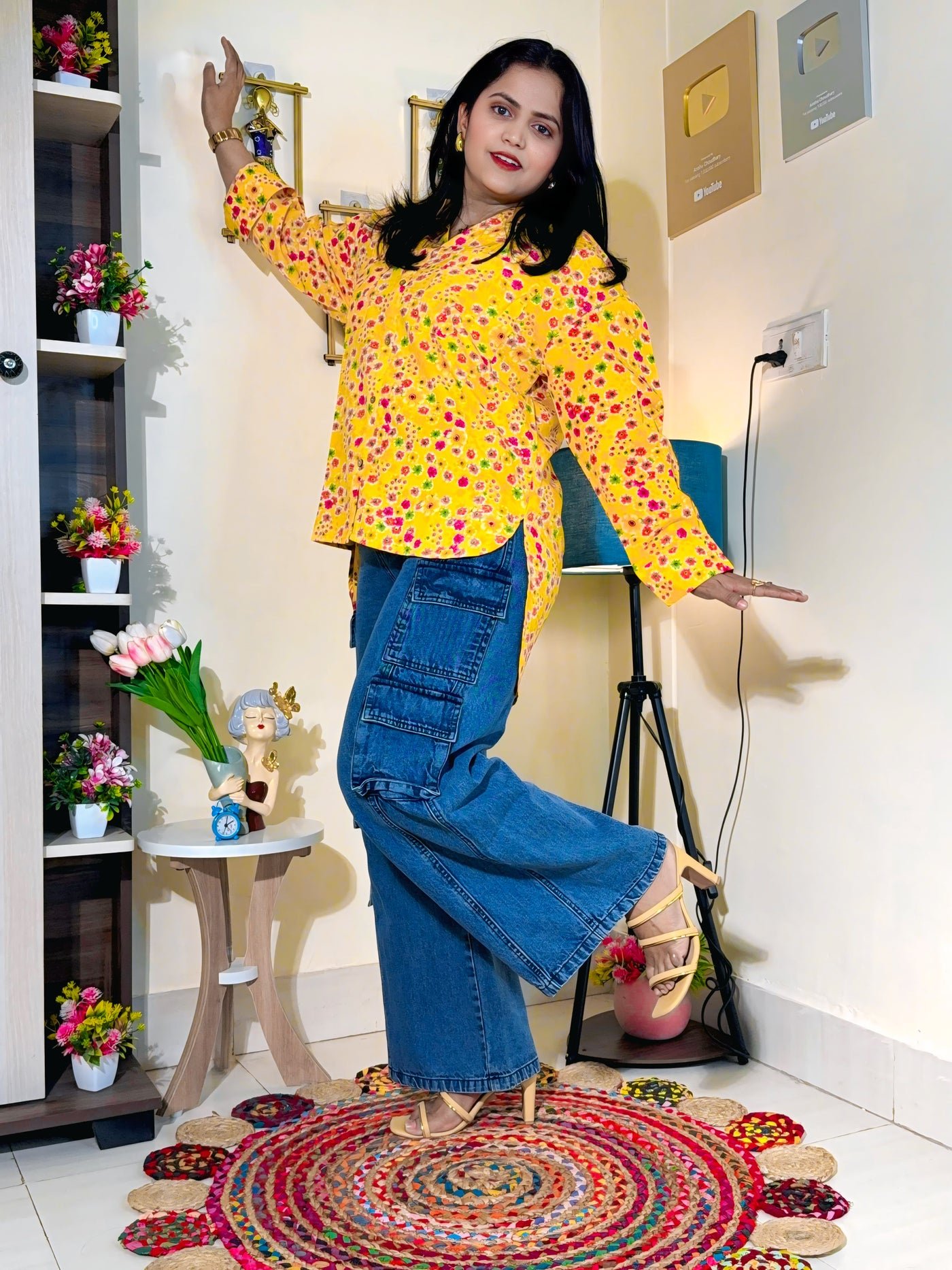 Sunshine Bloom Cream Barlin Floral Oversized Shirt