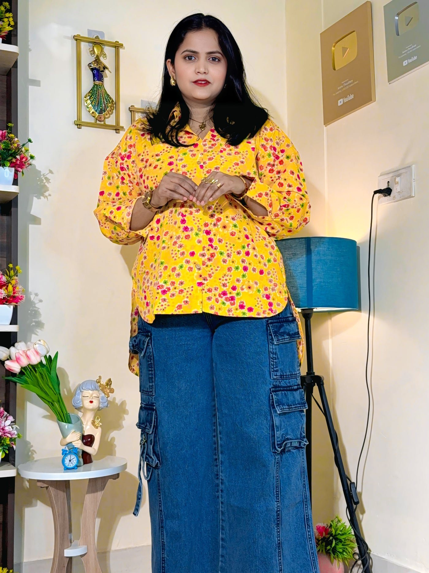 Sunshine Bloom Cream Barlin Floral Oversized Shirt