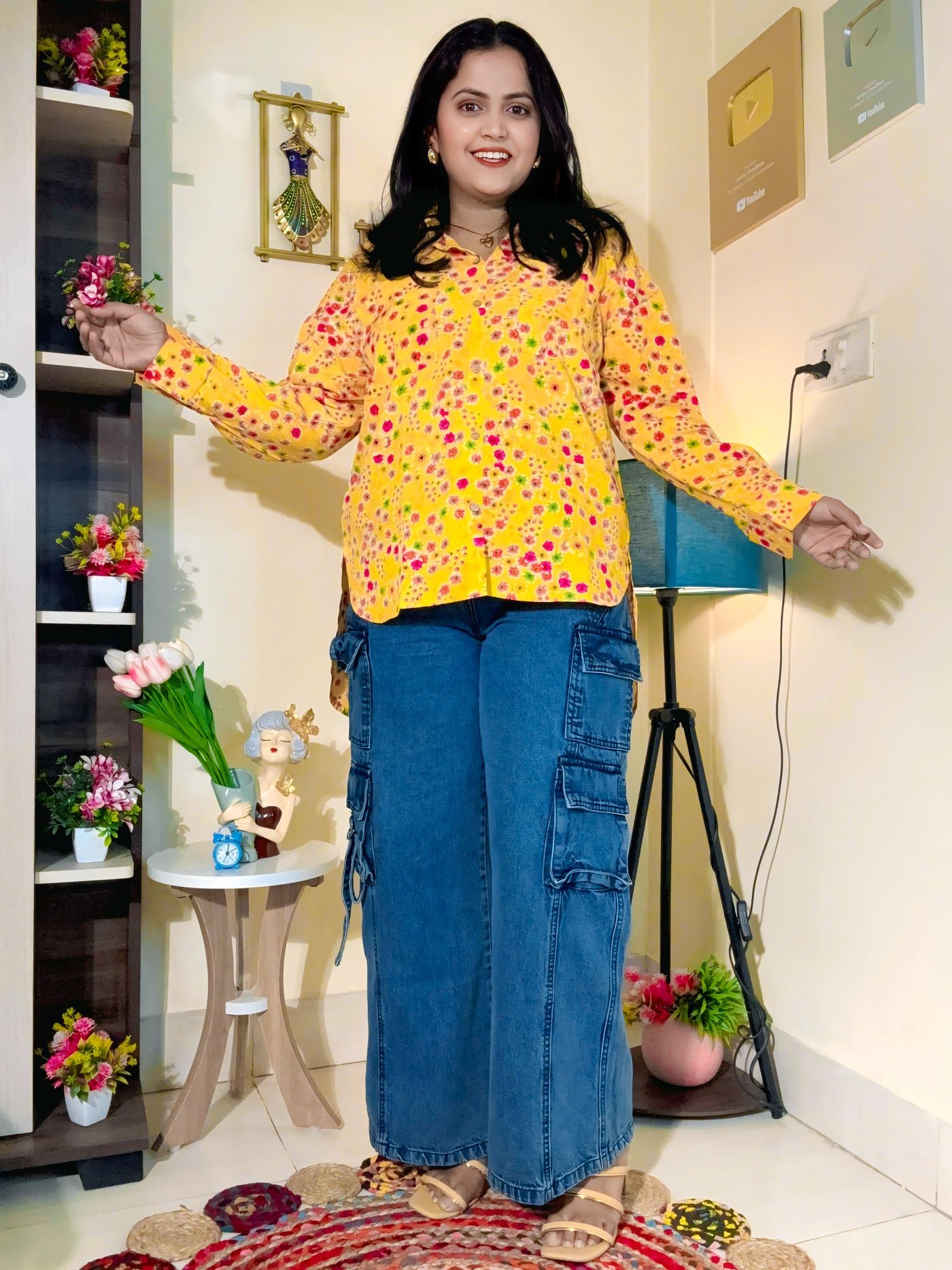 Sunshine Bloom Cream Barlin Floral Oversized Shirt
