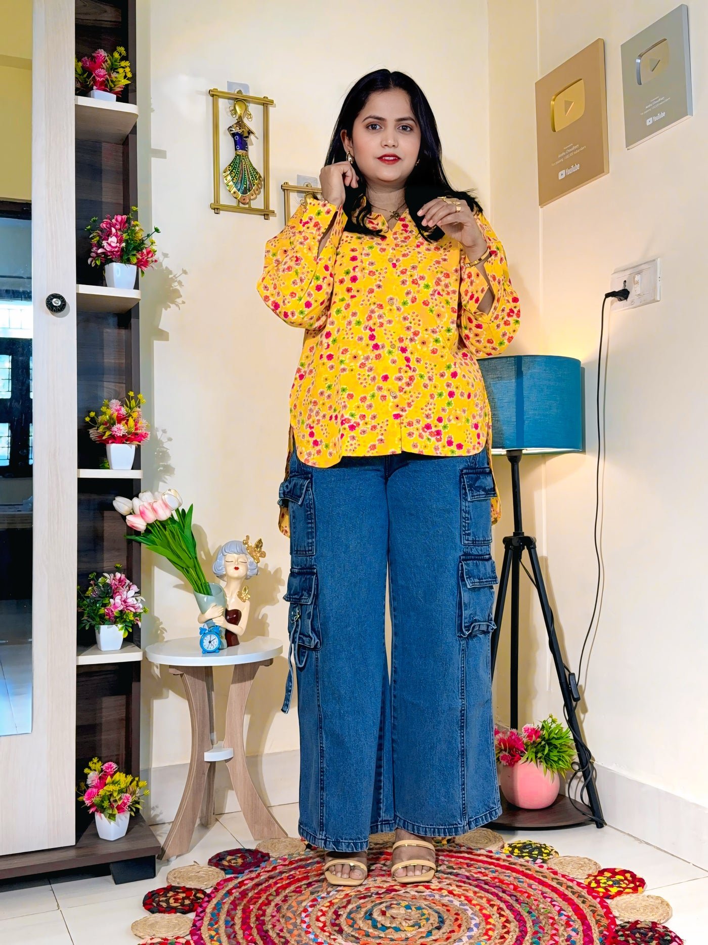 Sunshine Bloom Cream Barlin Floral Oversized Shirt