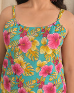 Turquoise Floral Cotton Kurta Sharara Set with Pink Dupatta