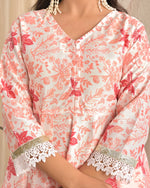 Ivory Blossom Printed Anarkali Set with Red Dupatta