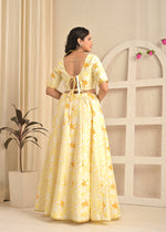 Golden Aura Floral Printed Lehenga Set with Mustard Dupatta
