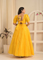 Golden Marigold Organza Sequin Embroidered Lehenga Set with Floral Dupatta