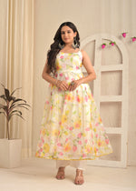 Ivory Bloom Organza Floral Anarkali Set with Dupatta