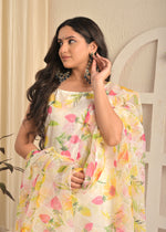 Ivory Organza Floral Magic Kurta Set with Dupatta