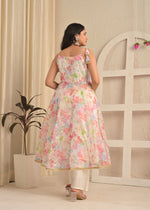 Ivory Blush Organza Aari Embroidered Anarkali Set with Dupatta