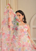 Ivory Meadow Organza Aari Embroidered Kurta Set with Dupatta