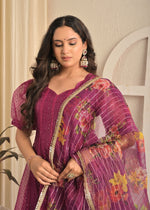 Magenta Shine Organza Sequin Embroidered Gown with Dupatta