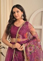 Viscose Organza Sequin Embroidered Lehenga Set with Floral Dupatta