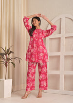 Pink Floral Printed A-Line Comfort Cotton Kurta & Pant Co-Ord Set