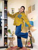 Mustard Indigo Paisley Cotton Oversized Shirt