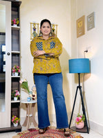 Mustard Indigo Paisley Cotton Oversized Shirt