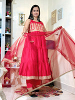 Crimson Red Barlin Heavy Coding Embroidered Kurta Pant Set with Dupatta