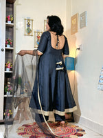 Midnight Black Barlin Embroidered Anarkali Set with Dupatta